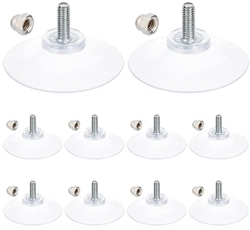 GORGECRAFT 12PCS Targa Ventose Ganci Trasparenti Diametro 52Mm Forti Ventose Portabiceri Bagno Cucina Mensola Accessori con Ferro M6 Dado per Panno Ombra Piatto Acrilico