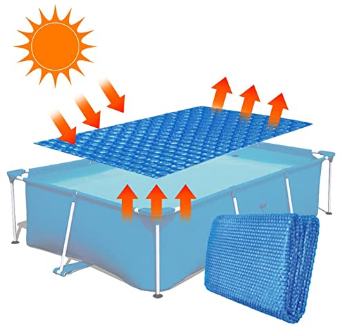 Pool Solarabdeckplane Rechteckig 220x150cm | Solarfolie Abdeckung Solarplane Pool Solarabdeckung Luftpolsterabdeckung | Zuschneidbar Solar Folie Poolheizung Abdeckung für Wassererwärmung Wärmeplane