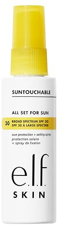 e.l.f. SKIN All Set For Sun SPF 45 Setting Spray, Clear Makeup Setting Mist + Sunscreen, Weightless SPF Face Protection & Makeup-Locking Spray, Vegan & Cruelty-Free
