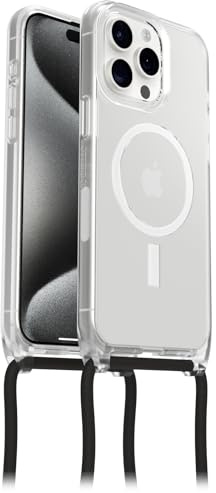 OtterBox React Necklace Hülle mit MagSafe für iPhone 15 Pro Max, ultraschlanke, schützende Hülle mit Verstellbarer und Abnehmbarer Handykette, Getestet nach Militärstandard, Transparent