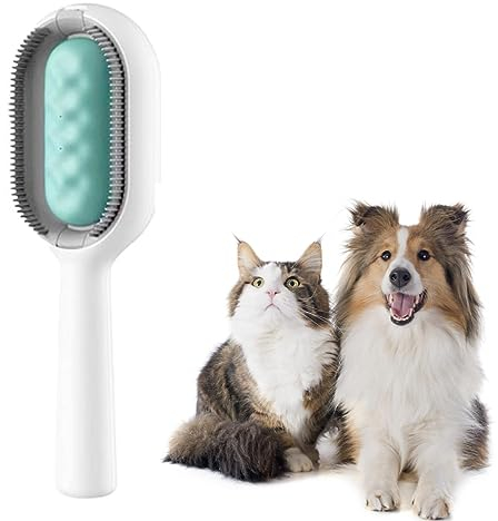 Pet Cleaning Hair Removal Comb Dog Brush with Water Tank Portable Multifunctional Pet Hair Brushing Tool Reusable Pet Hair Remover for Pet Hair Cleaning and Grooming (blue,short hair)
