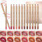 12 pezzi matita rossetto Matte Lip Liner Set, Plump Nude forma delle labbra No Smudge Longwear non appiccicoso ad alta pigmentazione naturale Lip Gloss Primer trucco