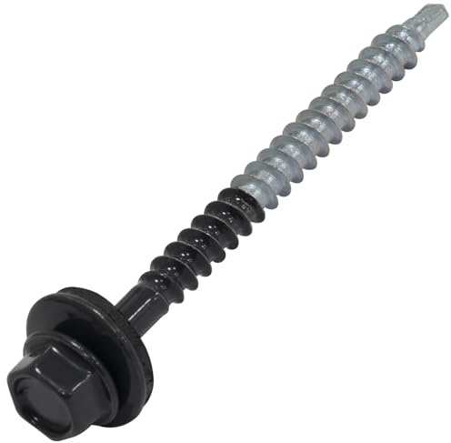 AERZETIX - C73147 - Lot de 60 Vis autoperceuses métal-bois Ø4.8x60 mm + rondelle d'étanchéité EPDM - RAL 7016 - DIN 7504K - empreinte de la tête 8 mm hexagonale - en acier au carbone