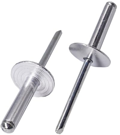 SKIR'CO (100 Stück) Großer Flansch Aluminium Blindnieten 4,8 x 20 mm Stahldorn Aluminium Blindnieten