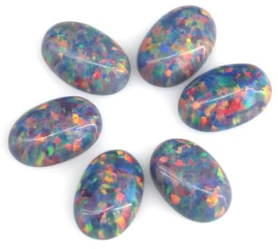 4 x 6 mm – 7 x 9 m, lose, im Labor hergestellte Opal-Edelsteine, ovale Form, flache Basis, Cabochon, Opalsteine, Halbedelsteine, Perlen für Schmuck, OP32-6 x 8 mm, 1 Stück