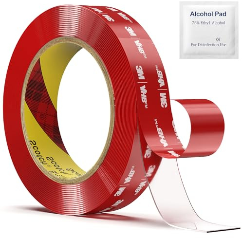 Winsay Doppelseitiges Klebeband, transparent, strapazierfähig, wasserfest, transparent, für Wand- und LED-Lichtleisten, 4,8 m Länge, 24 mm Breite, für Auto-, Heim- und Bürodekoration