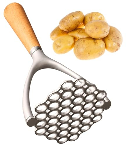 Kartoffelstampfer – Lebensmittelstampfer, Kartoffelzerkleinerer | Lebensmittelstampfer mit rutschfestem Griff für Kartoffelpüree, Stampfer mit weichem Griff, - und Gemüsestampfer Ricer