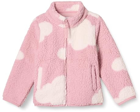 Amazon Essentials Giacca con Cerniera Integrale in Pile Sherpa Bambine e Ragazze, Rosa Nuvole, 5 anni