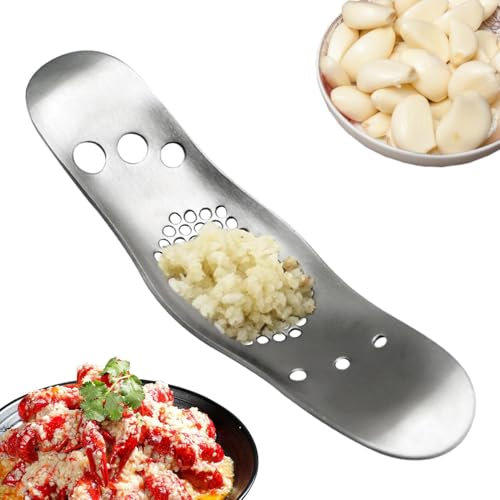 Pzuryhg Bascule à ail, broyeur à ail, hachoir à ail, presse-ail, broyeur à ail en acier inoxydable, broyeur à ail lavable au lave-vaisselle, broyeur à ail à prise confortable, hachoir ail sans danger