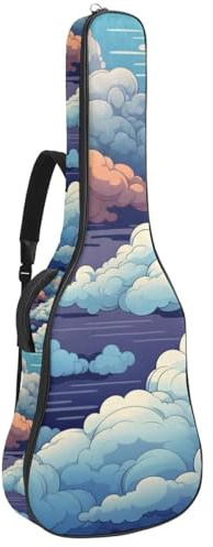 Tasche für Akustikgitarre, schöne Tasche für 40/41/42 Zoll Gitarre, wasserdichte Gigbag mit mehreren Taschen, bunte Wolken, mehrfarbig, 42.9x16.9x4.7 in, Gitarrentasche