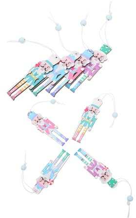 OSOLADY Nutcracker Christmas Ornaments Wooden Hanging Xmas Tree Decorations 8pcs Macaron Colors Party Hanging Nutcracker Soldier Pendants Festive Holiday Supplies