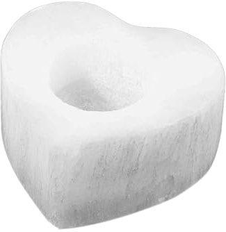 NKlaus Bougeoir en sélénite en forme de cœur - 8,5 x 8,5 x 4,5 cm - Bougeoir en sélénite en forme de cœur - Fait à la main - Pour bougies chauffe-plat et méditation - Décoration naturelle pour espaces