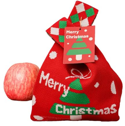 Nbbwwu Julväskor små – godispåsar – 25 x 14 cm julgodisväskor semester goody tygkorg med handtag för fester favoriter
