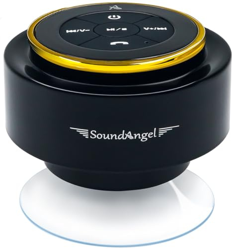 Xleader Verbesserter, Dusch Lautsprecher Bluetooth, Zertifizierter IPX7 Wasserdichter Lautsprecher mit Saugnapf und Hakenclip, eingebautem Mikrofon, Kristall-Sound und satter Bass, 12H Spielzeit