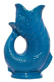 The Original Gluggle Jug - Teal Gluggle Jug in Large, 22cm 0.6L - Fish Shaped Jug - Decorative Glugging Water, Cocktail, Wine & Gin Pitcher, Decanter or Vase - Hand Made in Britain (Teal, L)