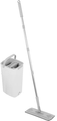 BEBEMOKO Trapeador con Balde Plano Lavable para Limpieza De Pisos Paredes y Ventanas Sistema De Mopa Húmeda y Seca con Almohadillas Reutilizables