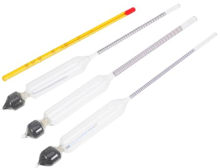GLEAVI 3stücke Hydrometer Für Wein Und Schnaps Alkoholmessgerät Mit Dreifacher Anzeige Zum Messen Von Zucker Und Alkoholgehalt Thermometer Für Anfänger