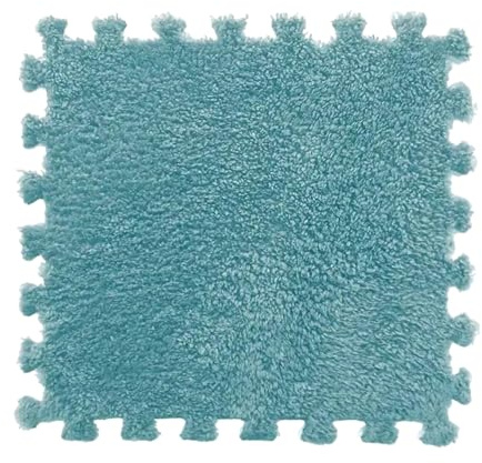 12 Stück Plüsch-Puzzle-Bodenschaummattenfliesen, Plüsch-Puzzlematte, Flauschige, Schneidbare, rutschfeste, Ineinandergreifende Teppichfliesen - FLUFFTILE