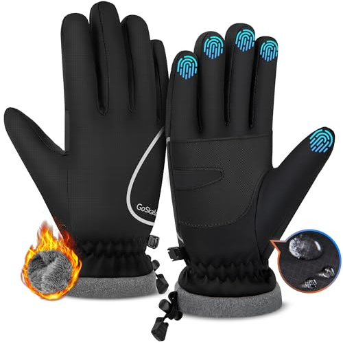 GoSkala Guanti Uomo Donna, Invernali Sportivi Caldi con Touchscreen Impermeabili Antivento Guanti Termici, Guanti per Ciclismo, Corsa, Alpinismo,Trekking, XL