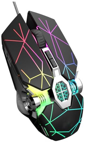 Tofficu Souris de Jeu Programmable Filaire USB 7 Touches Noire | Éclairage Respirant, Positionnement Précis, Revêtement UV Mat Résistant à L’usure, Finition Métal