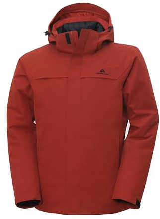 Pioneer Camp Men’s 3-in-1 Winter Coat Waterproof Snow Ski Shell Jacket Hooded with Detachable Puffer Lining