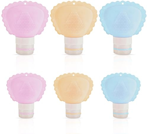 6 Pezzi Contenitori Boccette Da Kit Viaggio Per Liquidi,Guador Set Di Flaconi Bottiglie Da Viaggio Aereo In Silicone,Per Shampoo, Lozione, Cosmetici Con Borsa Da Toilette,(60ml+90ml)