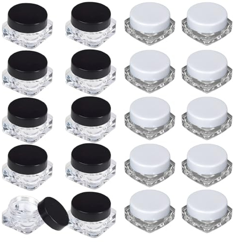 KIRZAX 20 PCS Barattolini Plastica Piccoli con Tappo, Contenitore Cosmetici,Vasetti per Cosmetici,Mini Barattoli di Vernice con Coperchi,Contenitori da Viaggio,per Cosmetici,Polveri,Lozioni