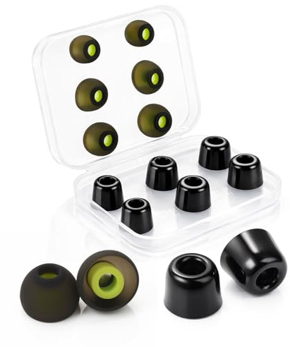 OTraki 6 Pares Almohadillas Auriculares (3 Silicona + 3 Espuma con Memoria), Almohadillas Auriculares Reemplazo Tapón para Oído De Silicona, Aislamiento De Ruido Premium Auriculares Internos (S/M/L)