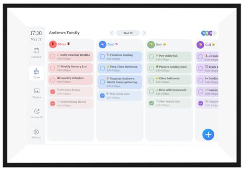 Jeffergarden Calendario Elettronico per la Pianificazione Familiare, Organizer Touchscreen 10,1 Pollici con Grafico Intelligente dei Lavori Domestici e Pianificatore dei Pasti per la Gestione