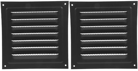 SHINEOFI 2Pcs Black Louvered Bathroom Fan Cover 150X150Mm with Mesh Screen, Rainproof External Wall Vent Grille for Ceiling Exhaust, Rv Roof and Dryer Vent Replacement
