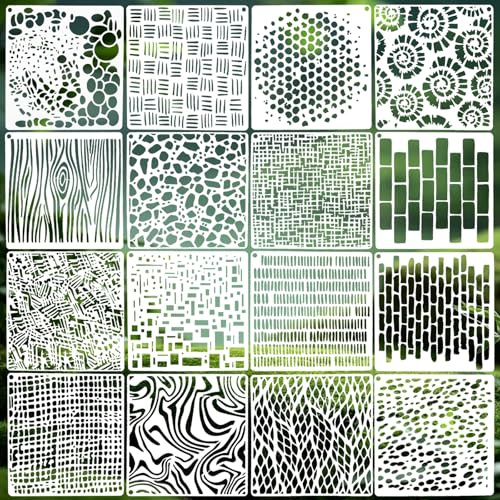 Pochoirs pour Peinture, Pochoirs pour Peinture, Pochoir Peinture Murale, Modèles de Peinture pour DIY Bois Meubles Mur Maison Décor (16, 15x15cm)
