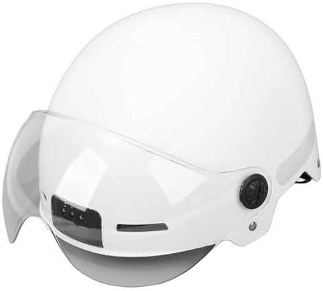 MasYosh Smarter Fahrradhelm mit 1080P-Kamera, Verstellbarer Fahrradhelm für Erwachsene mit Sicherheitslicht und, Anschluss, 130-Grad-Weitwinkelobjektiv, 8 Stunden Aufnahme (Weiß)