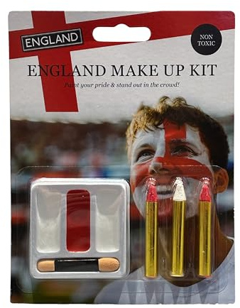 England Face Paint & Makeup Kit - Red and White St George’s Cross Face Paint - Fan Accessory for World Cup 2026, Football, Rugby, Cricket & St Georges Day
