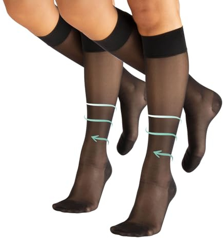 CALZITALY Paket 1/2 kompressionsstrumpor med stark graderad kompression 15–21 mm/Hg | Svart, Beige | XS/S, S/M, L/XL | 140 den | tillverkad i Italien (2 par - svart, XS/S)