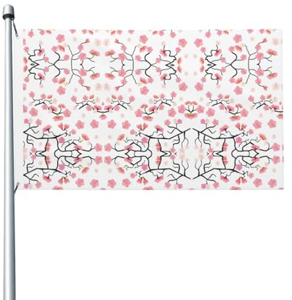 Drapeaux de décoration de jardin à motif cerisier japonais double face, adaptés pour les balcons, les porches, etc.