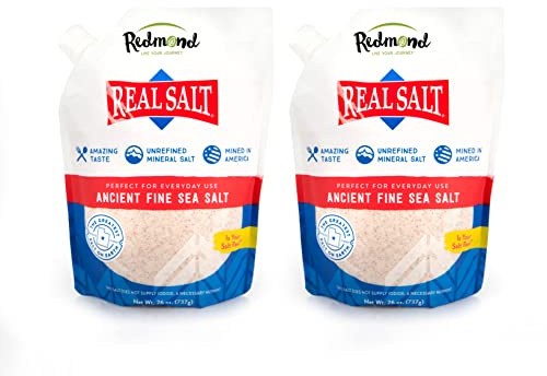 REDMOND Real Sea Salt - Natural Unrefined Gluten Free Fine, 26 Ounce Pouch (2 Packs)