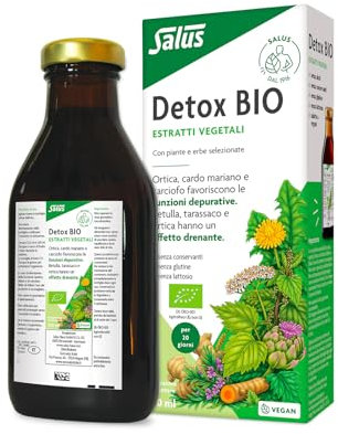 Salus Detox Bio - Integratore alimentare biologico con tripla azione Depurativa, Drenante e Antiossidante per favorire l'eliminazione delle tossine - 250ml