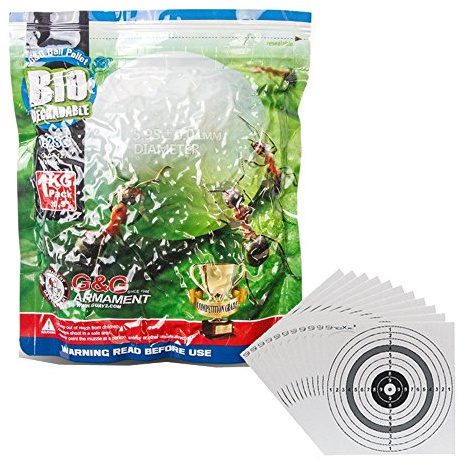 G&G Airsoft Bio BBS 0,28g Softairmunition Kal. 6mm - 3500 Stück hochwertige Airsoftkugeln (1kg) + 25 ShoXx.® Shoot-Club Zielscheiben