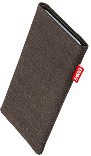 fitBAG Jive Braun Handytasche Tasche aus Textil-Stoff mit Microfaserinnenfutter für Lenovo Phablet Tab V7 | Hülle mit Reinigungsfunktion | Made in Germany