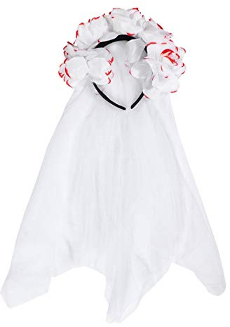 FRCOLOR Halloween slöja pannband ros blomma krona slöja huvudbonader för gotisk djävul maskerad utklädningstillbehör