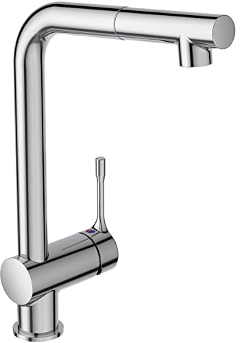 Ideal Standard Ceralook Küchenarmatur, hoher Auslauf mit 1-Funktionshandbrause, Niederdruck – Chrom