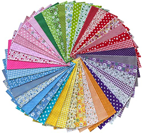 Jukway 42 Stück Stoffe zum Nähen Baumwolle 25x25 CM Patchwork Stoff Baumwolle Muster Baumwollstoff Quadrate Stoffpaket zum Quilten Basteln DIY Dekoration Handwerk (25x25 cm - 42 Stück)