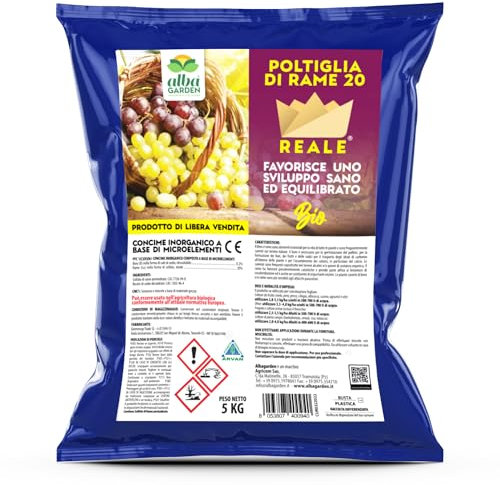 Albagarden - Polti20 Bordolese Biologico 5 kg - con Rame Naturale + Boro Per Piante Frutta Orto Vite - Contro Peronospora Oidio Verderame Solfato Ossicloruro