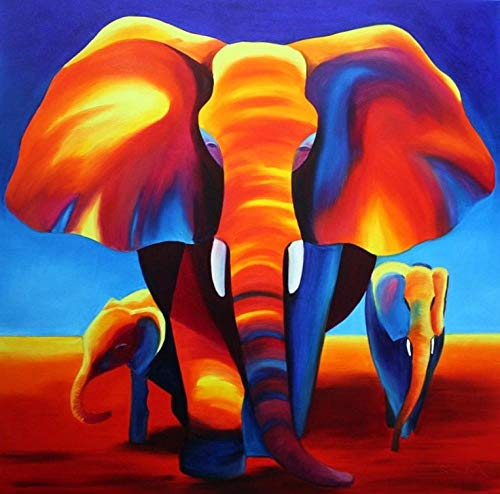 XCSQTYMY Malen Nach Zahlen Erwachsene Kinder Anfänger Bunter Elefant DIY Paint by Numbers Handgemalt Ölgemälde Auf Leinwand Malen Nach Zahlen Kits