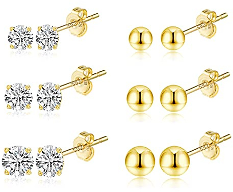 Kleine Ohrstecker Set Damen Gold Silber 925 Multipack Piercings OhrsteckSet | KISSPAT Kleine Ohrstecker Set Damen Gold Silber 925 Multipack Zirkonia Herz Kugel Pad Schmetterling Piercings Hypoallergen