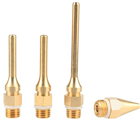 Mesee 4 Stück Heißklebepistole Düse, Klebepistole Düse Kupferspitze Ersatzwerkzeug Zubehö, für Bastler zu DIY Kunst, Handwerk Projekte, Kleine Reparatur - 2,0*34mm, 2,0*50mm, 3,0*50mm, 2,0*70mm