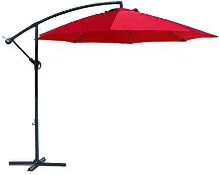 Rebecca Mobili Ombrellone Decentrato, Ombrellone Da Giardino 3x3, Rosso, Poliestere Acciaio Alluminio, Per Albergo Casa Ristorante - Misure HxLxP: 2,45 x 3 x 3 mt - Art. RE6687