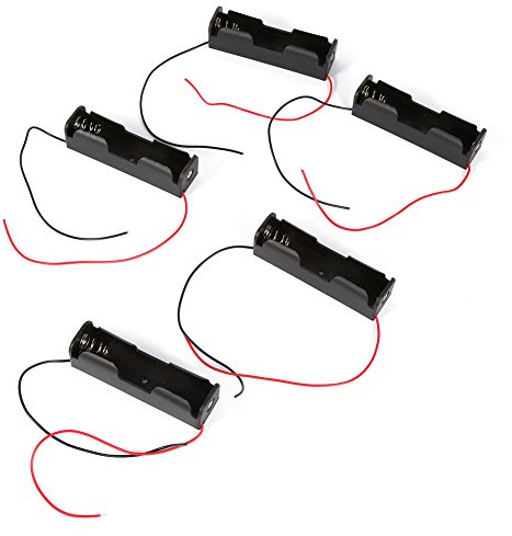 5Pcs Plastbatterihållare Lagringslåda med Tråd Ledning för 1x Batteri, 3.7V Clip Typ för Anslutningar
