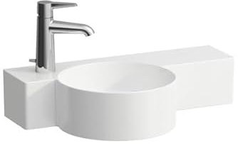 LAUFEN Val Handwaschbecken, 1 Hahnloch links, Ablage rechts, mit Überlauf, schneidbar, 550x315mm, H815283A008111, Farbe: Weiß