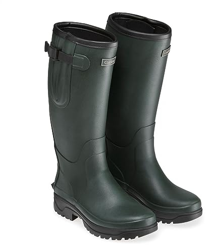 Caldene Westfield II Wellingtons - Waterproof Neoprene Lined Natural Rubber Outdoor Boots – Adjustable Gusset – Unisex Fit- Green - 6